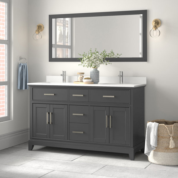 Joss & Main Blevens 60" Double Bathroom Vanity Set with Mirror